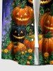 Halloween Pumpkin Flowers Galaxy Glitter 3D Print Buttons Pocket Shirt For Men -  