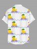 Chemise hawaïenne pour homme, imprimé bouée canard et vagues de mer, à boutons et poches - Blanc 6XL