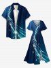 Robe midi Hawaï portefeuille Galaxy Curve Glitter à impression 3D - Bleu profond XXS