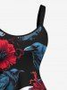 Halloween Skulls Flower Crow Print A Line Dress -  