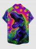 Chemise hawaïenne à imprimé cocotier et dinosaure, poche boutonnée - Pourpre  L