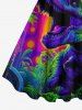 Robe trapèze hawaïenne à imprimé dinosaure et cocotier - Pourpre  XS