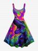 Robe trapèze hawaïenne à imprimé dinosaure et cocotier - Pourpre  6X