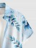 Flower Leaf Branch Ombre Print Hawaii Button Pocket Shirt For Men -  