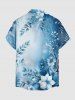 Flower Leaf Branch Ombre Print Hawaii Button Pocket Shirt For Men -  