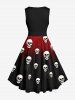 Halloween Skulls Spider Web Ombre Print Vintage Swing A Line Dress -  
