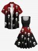 Halloween Skulls Spider Web Ombre Print Vintage Swing A Line Dress -  