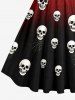 Halloween Skulls Spider Web Ombre Print Vintage Swing A Line Dress -  