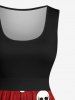 Halloween Skulls Spider Web Ombre Print Vintage Swing A Line Dress -  