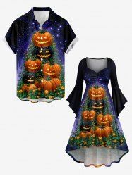 Halloween Pumpkin Flowers Galaxy Glitter 3D Print Matching Outfit For Couples -  