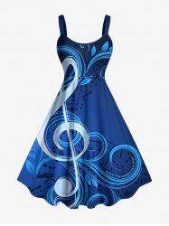 Robe trapèze hawaïenne à imprimé ombré symbole musical - Bleu profond XS