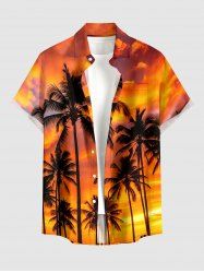 Coconut Tree Cloud Print Buttons Pocket Hawaii Shirt For Men -  