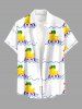 Tenue de plage hawaïenne assortie pour couple avec imprimé canards, bouée et vagues de mer - Blanc 