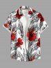 Tenue de plage hawaïenne assortie pour couples à imprimé fleurs d'hibiscus et feuilles tropicales - Rouge 