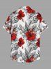 Tenue de plage hawaïenne assortie pour couples à imprimé fleurs d'hibiscus et feuilles tropicales - Rouge 