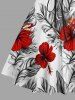 Tenue de plage hawaïenne assortie pour couples à imprimé fleurs d'hibiscus et feuilles tropicales - Rouge 