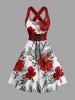 Tenue de plage hawaïenne assortie pour couples à imprimé fleurs d'hibiscus et feuilles tropicales - Rouge 