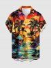Tenue assortie de plage hawaïenne à imprimé cocotiers, crânes et nuages pour couples - Orange Foncé 
