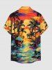 Tenue assortie de plage hawaïenne à imprimé cocotiers, crânes et nuages pour couples - Orange Foncé 