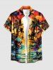 Tenue assortie de plage hawaïenne à imprimé cocotiers, crânes et nuages pour couples - Orange Foncé 