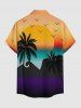 Tenue de plage hawaïenne assortie pour couples avec imprimé cocotier et coucher de soleil en dégradé - orange clair 