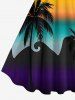 Tenue de plage hawaïenne assortie pour couples avec imprimé cocotier et coucher de soleil en dégradé - orange clair 