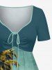Coconut Tree Hibiscus Flower Sea Beach Print Matching Hawaii Beach Outfit For Couples -  