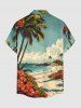 Coconut Tree Hibiscus Flower Sea Beach Print Matching Hawaii Beach Outfit For Couples -  