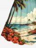 Coconut Tree Hibiscus Flower Sea Beach Print Matching Hawaii Beach Outfit For Couples -  