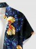 Tenue assortie de plage hawaïenne à imprimé feuilles tropicales et fleurs pour couples - Bleu profond 