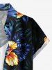 Tenue assortie de plage hawaïenne à imprimé feuilles tropicales et fleurs pour couples - Bleu profond 