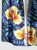 Tenue assortie de plage hawaïenne à imprimé feuilles tropicales et fleurs pour couples - Bleu profond 