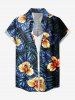 Tenue assortie de plage hawaïenne à imprimé feuilles tropicales et fleurs pour couples - Bleu profond 