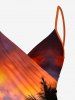 Paréo de plage Hawaï transformable à imprimé cocotier et nuages - Orange Foncé XS