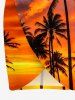 Paréo de plage Hawaï transformable à imprimé cocotier et nuages - Orange Foncé XS