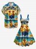 Robe débardeur hawaïenne à imprimé cocotier, canards et vagues de mer (bretelles ajustables) - Pers XS