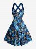 Sharks Coral Print Crisscross Straps Bowknot Hawaii Tank Dress -  