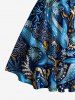 Sharks Coral Print Crisscross Straps Bowknot Hawaii Tank Dress -  