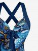 Sharks Coral Print Crisscross Straps Bowknot Hawaii Tank Dress -  