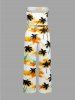 Coconut Tree Tie Dye Cloud Print Pocket Hawaii Jumpsuit With Removable Belt and Shoulder Strap -  