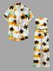 Coconut Tree Tie Dye Cloud Print Pocket Hawaii Jumpsuit With Removable Belt and Shoulder Strap -  