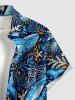 Sharks Coral Print Buttons Pocket Hawaii Shirt For Men -  