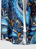 Sharks Coral Print Buttons Pocket Hawaii Shirt For Men -  
