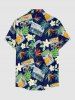 Flowers Tropical Leaf Card Print Buttons Pocket Hawaii Shirt For Men -  