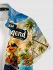 Coconut Tree Ducks Sea Waves Seascape Print Buttons Pocket Hawaii Shirt For Men -  