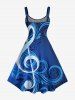 Robe trapèze hawaïenne à imprimé ombré symbole musical - Bleu profond XS