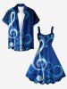 Robe trapèze hawaïenne à imprimé ombré symbole musical - Bleu profond XS