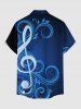 Music Symbol Ombre Print Hawaii Button Pocket Shirt For Men -  