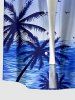 Coconut Tree Sea Ombre Sky Print Hawaii Button Pocket Shirt For Men -  