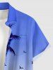 Chemise homme à boutons et poches, imprimé hawaïen cocotiers mer ciel dégradé -  4XL